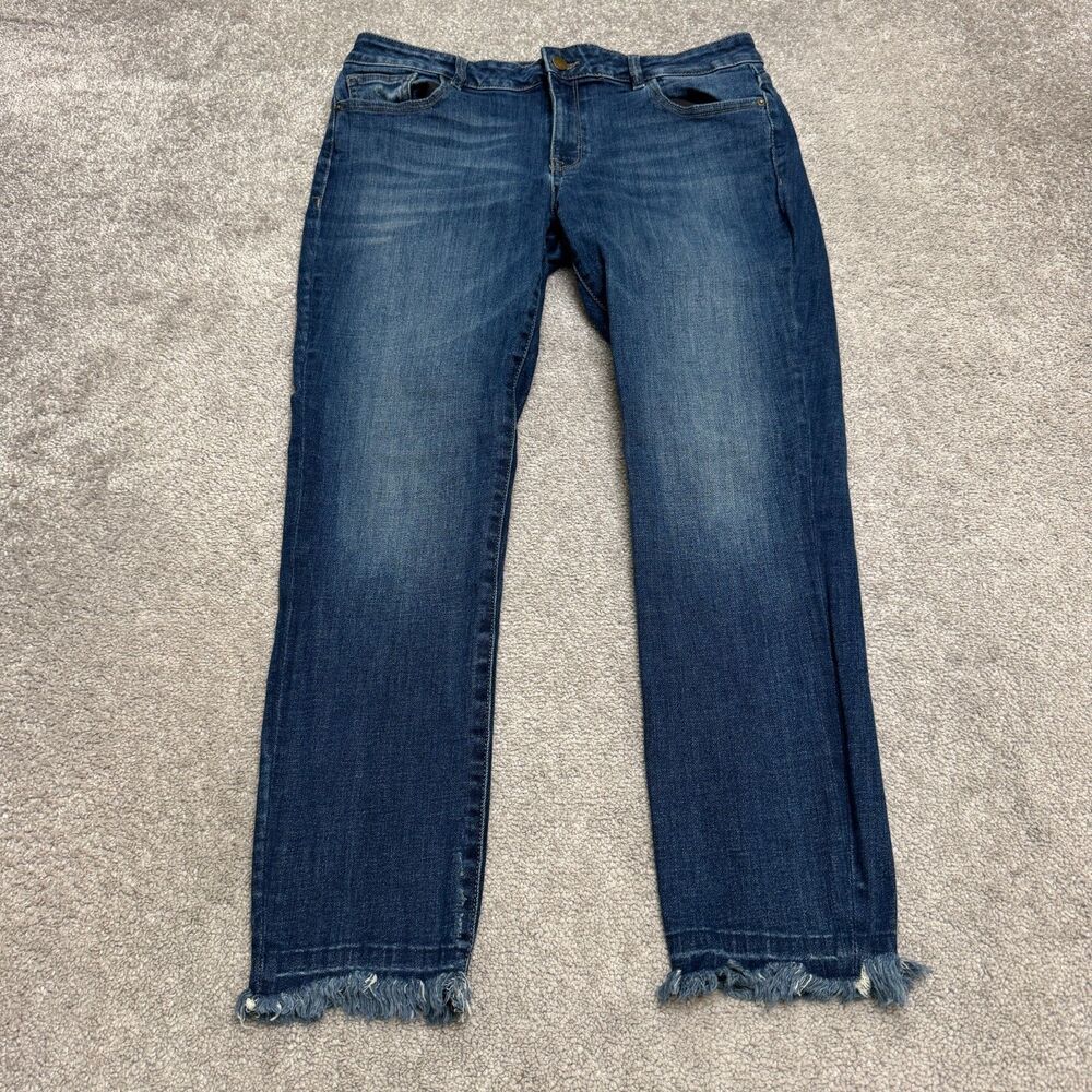 DL1961 Margaux Instasculpt Ankle Skinny Denim Jeans Womens 31 Blue Raw Fray Hem